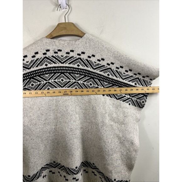LOFT Ann Taylor Women's Geometric Open Poncho Sweater Size XS/S Wool Blend Aztec - Picture 5 of 5